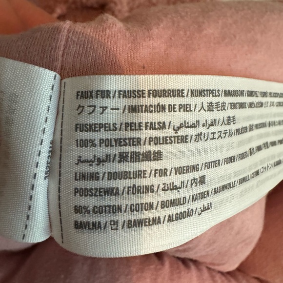 Vtg Y2K Hollister Womens Teddy Hoodie Size XS Coquette Pink Fairy Sherpa Fleece - Picture 5 of 6